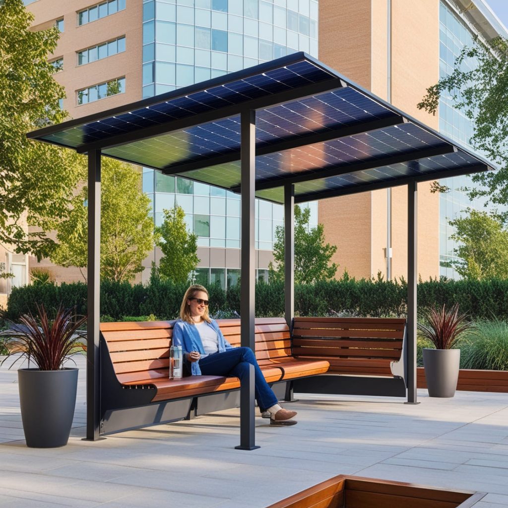 Marquesinas solares para áreas de descanso y de fumadores