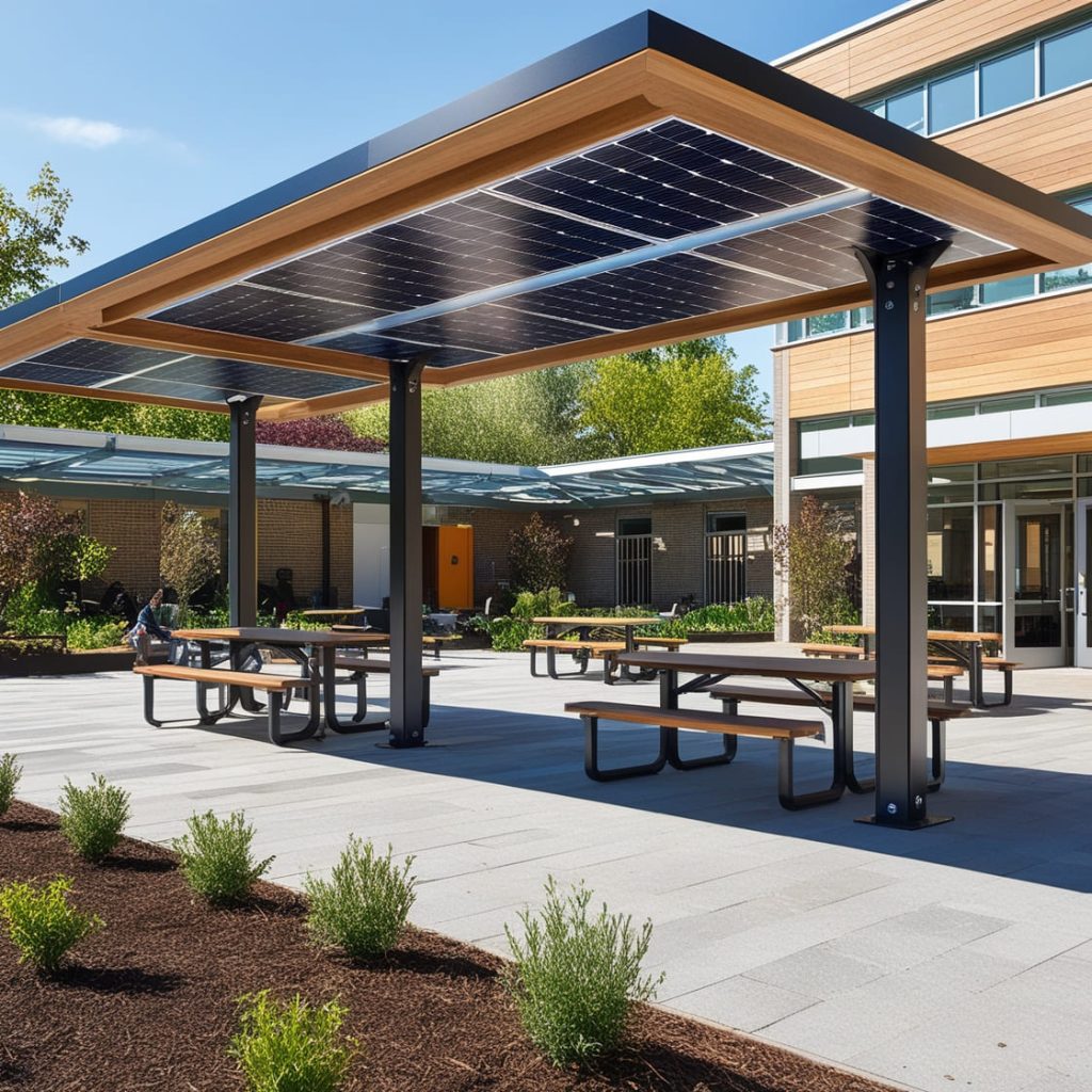 Marquesinas solares para zonas mixtas y áreas comunes