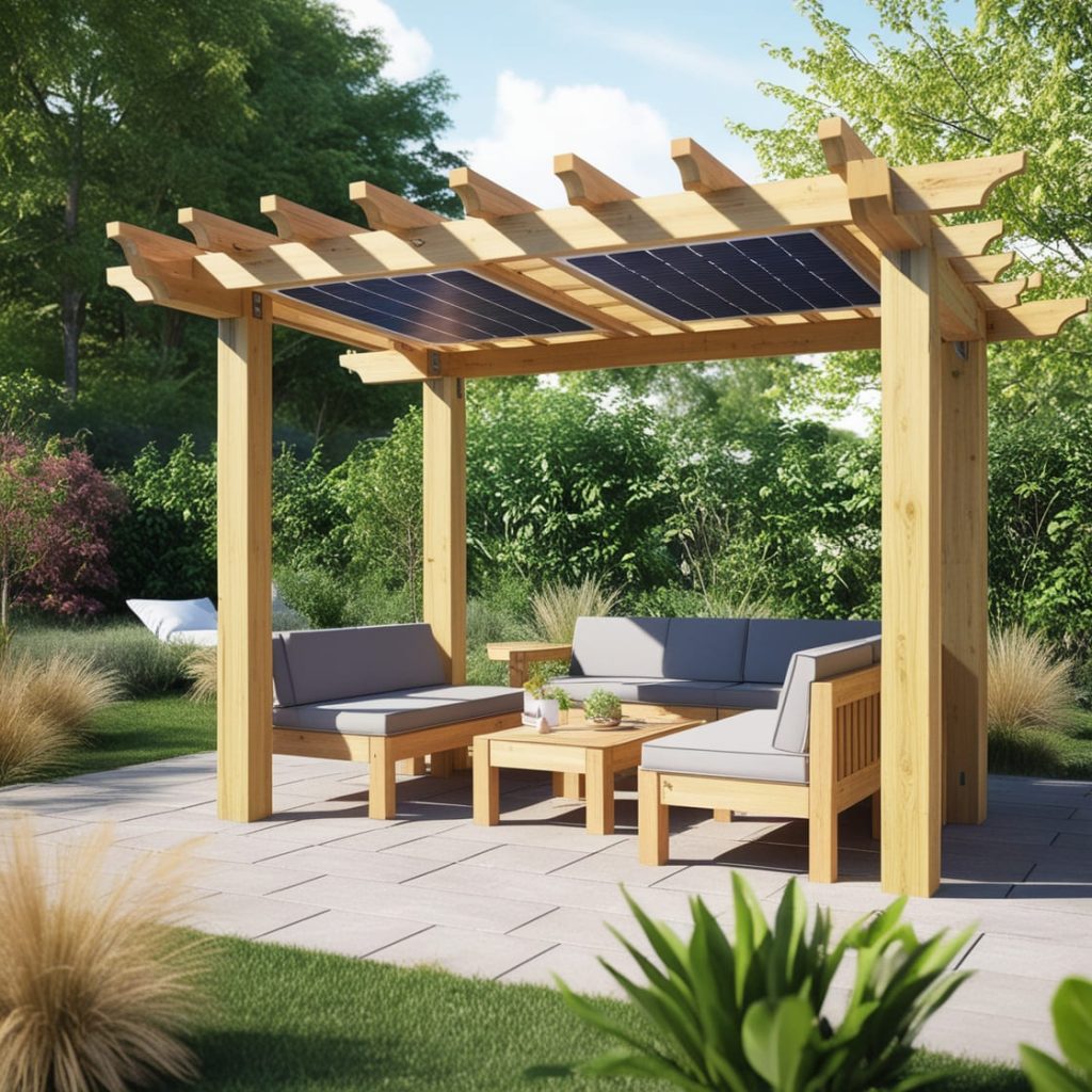 Pérgola híbrida de madera para jardines​