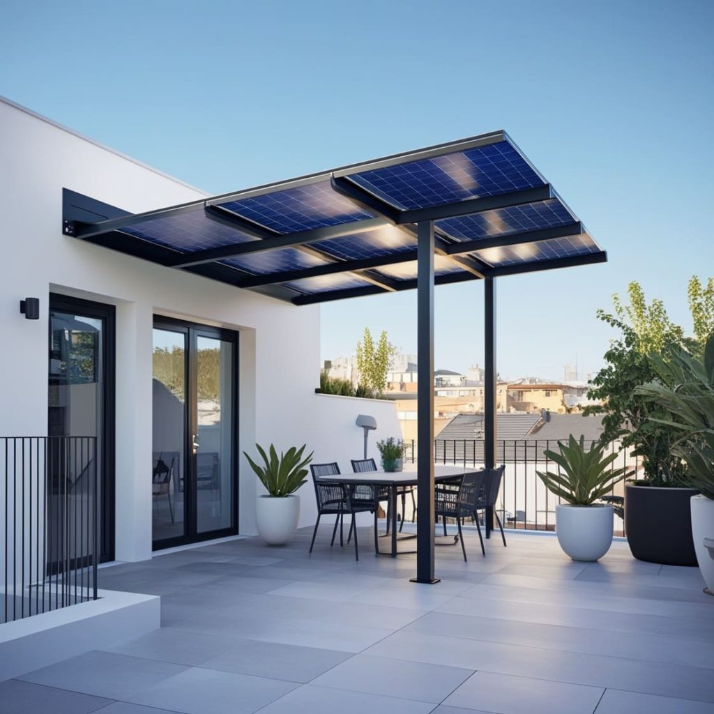 Pérgola solar para ático de aluminio con paneles solares​