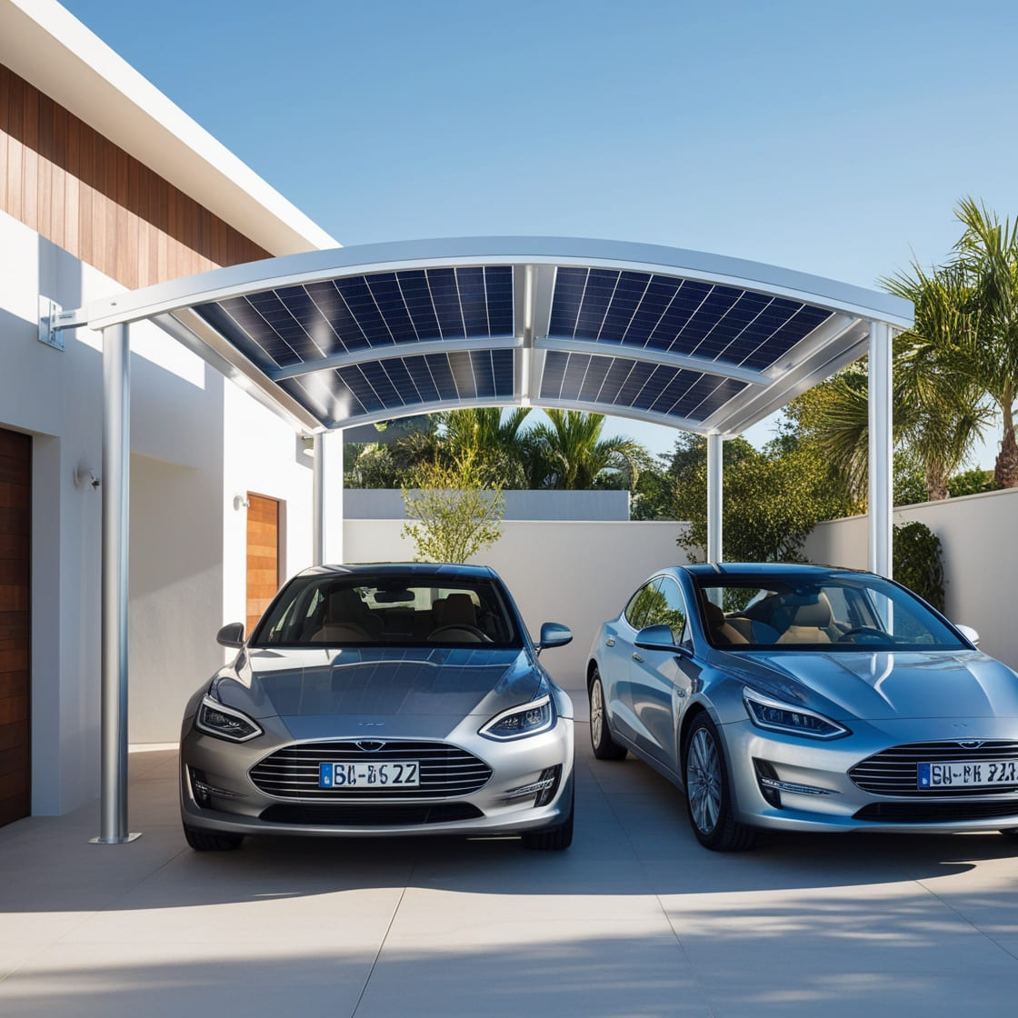 marquesina para 2 coches con baterias