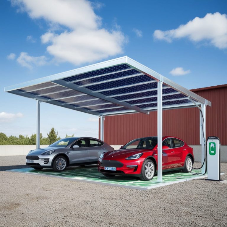 marquesina para 2 coches de galvanizado