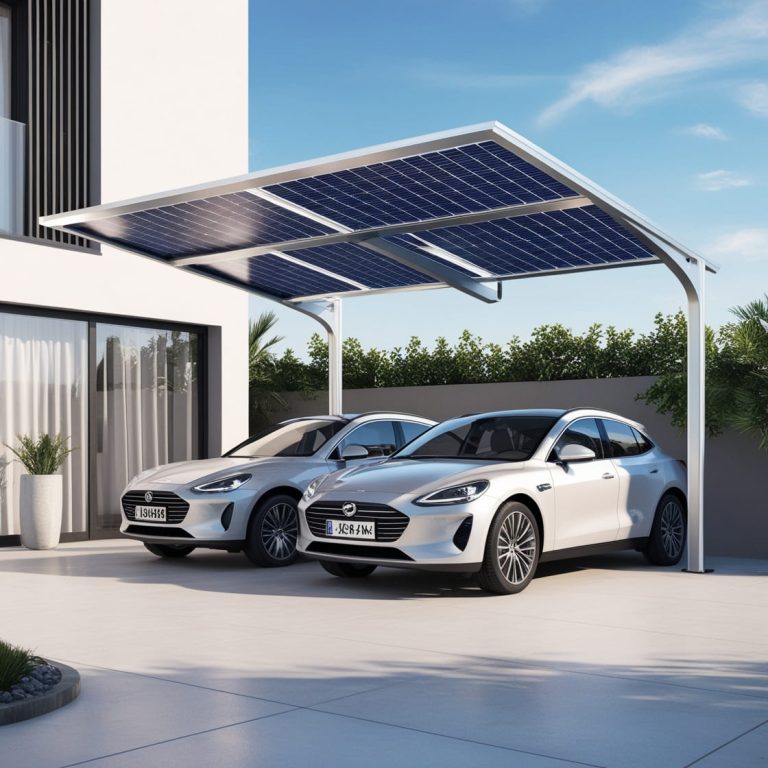 marquesina solar para 2 coches en aluminio